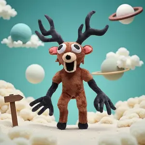1pcs Nights Horror Game Plush Deer Toy, Surprising Gift for Friends, Festive Holiday Present, Reindeer Plush in Pose