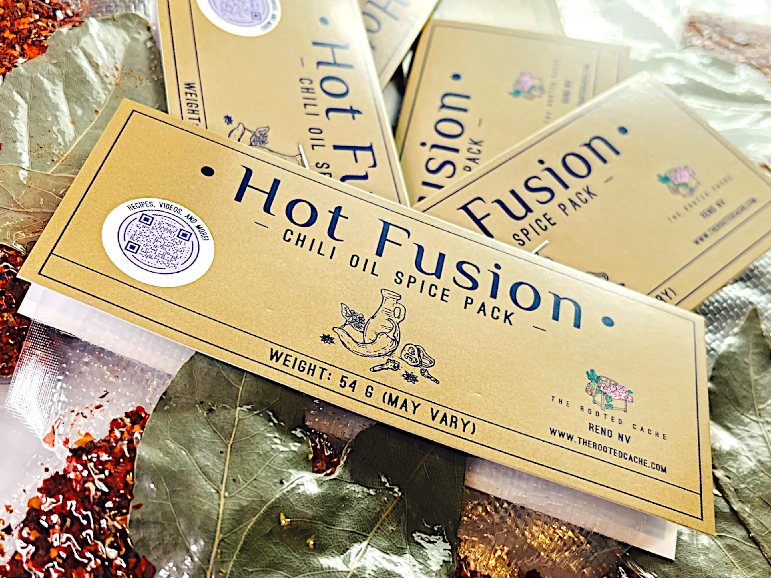 6-Pack Value Buy/Small Gifts for Foodies | Hot Fusion Garlic Chili Oil Spice Packs with Gochugaru Pepper Flakes | Spicy Dressing with Additional Recipes Included | Ready to Use Chili Oil Spice Mix | Low Sugar Low Fat Natural Spicy BPA Free Pack