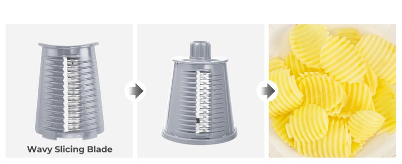 SUSTEAS Rotary Food Grater with Handle, Comes with 5 Well-Designed Blades and Strong Suction Cup Base, Comes with 1 Blade Storage Box Kitchen Vegetable Cutting Slicer Vegetable Cutter Utensils Green