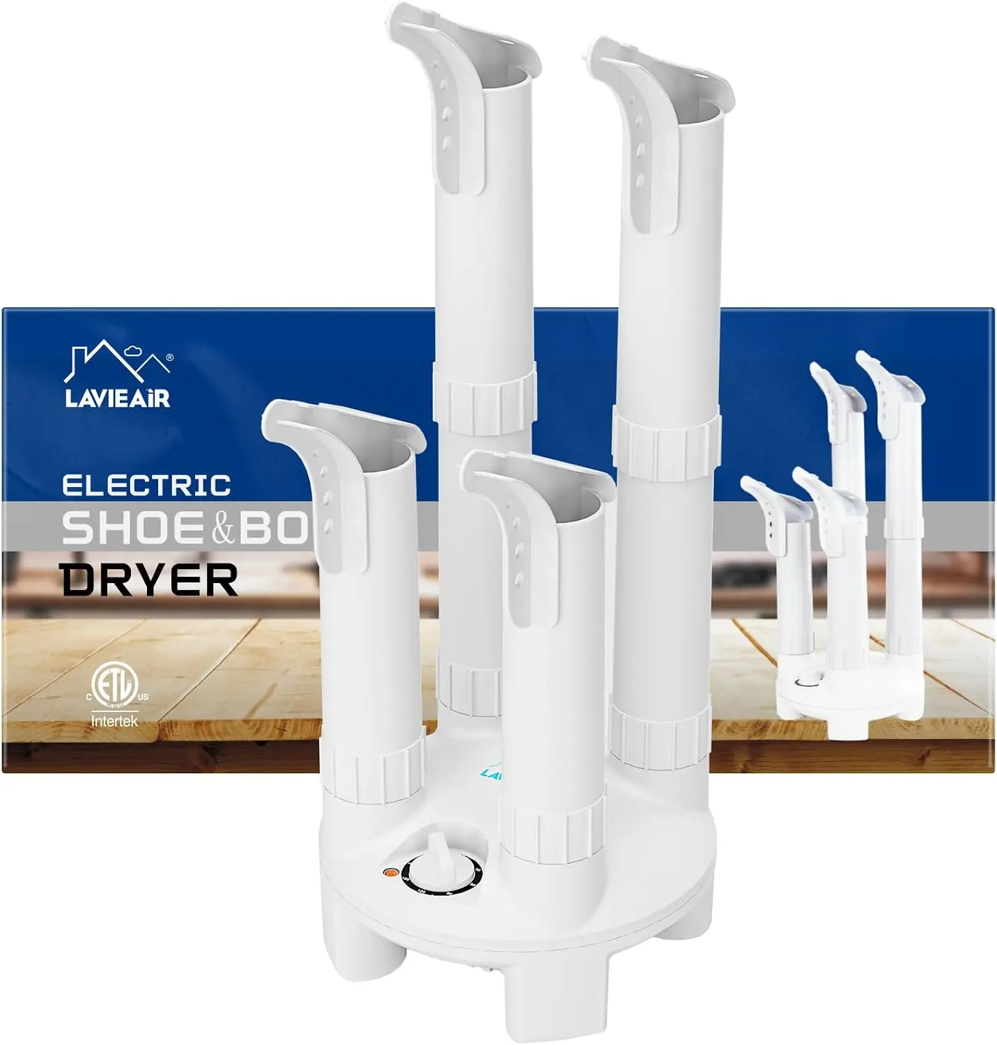 Boot Dryer Shoe Dryer for Work Boots, Sneakers and Gloves, 250W Fast Drying Machine with 4 Tubes, Dries 2 Pairs at Once, Moisture and Odor Removal, Warm Air Footwear Dryer with 180-Minute Timer