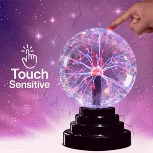 Magic Plasma Ball Lamp - LED Atmosphere Night Light with Touch Sensing Glass Sphere, Plasma Display, Bedroom Decor Gift