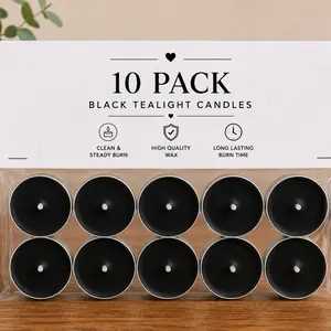 10 Pack Black Tealight Candles | Unscented Tea Lights for Meditation, Prayer, Home Decor & Special Occasions