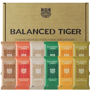 Organic Functional Mushroom Protein Bars | Made in USA | Full Dose (1500mg) Lions Mane, Chaga, Reishi & Cordyceps Bars | Vegan | 12 Bars Variety Box