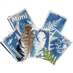 50pcs Cyanotype Paper Solar Energy Photosensitive Printing Art Paper A5 Size Blue Dyed Plant Tie-Dye DIY Handicrafts Home Decor Storage Gift Set