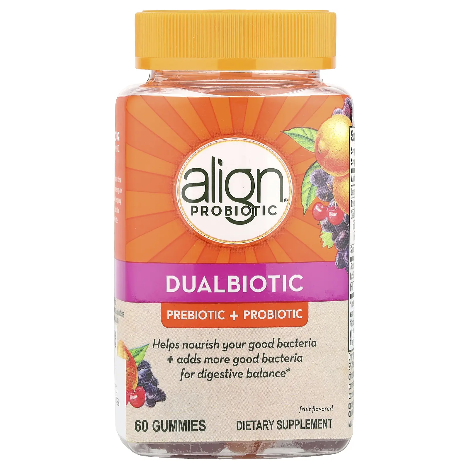 Align Probiotics Dualbiotic, Prebiotic + Probiotic, Fruit, 60 Gummies Align Probiotics Dualbiotic, Prebiotic + Probiotic, Fruit, 60 Gummies
