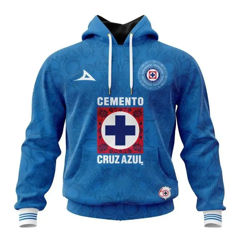 LIGA MX Cruz Azul Special 2026-27 Home Día de Muertos Zip Hoodie, Soccer Fan Full Zip Hoodie for Men & Women
