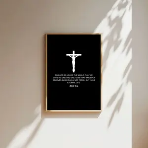 John 3:16 Bible Verse - For God so loved the world, Religious Poster No Frame, Christian Wall Art, Home Decor