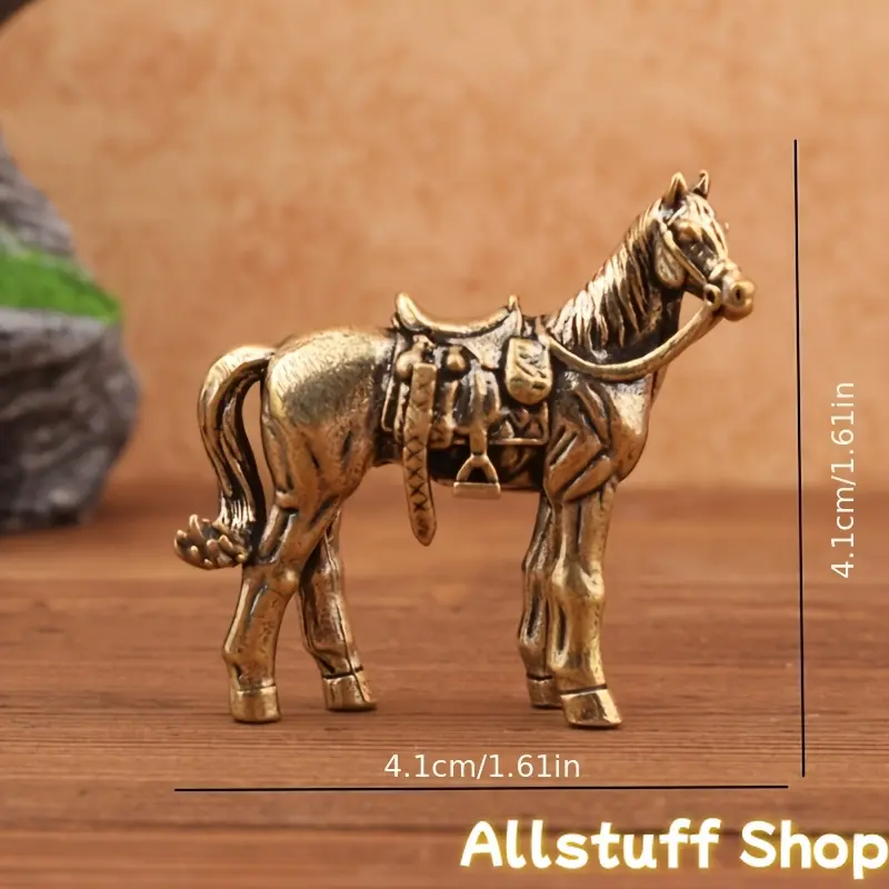 Traditional Brass Horse Statue, Chinese Fengshui Decor for Living Room, Table Ornament Symbolizing Wealth and Prosperity, Decorating, Room Decor, Decoration Items, Symbolic Decor