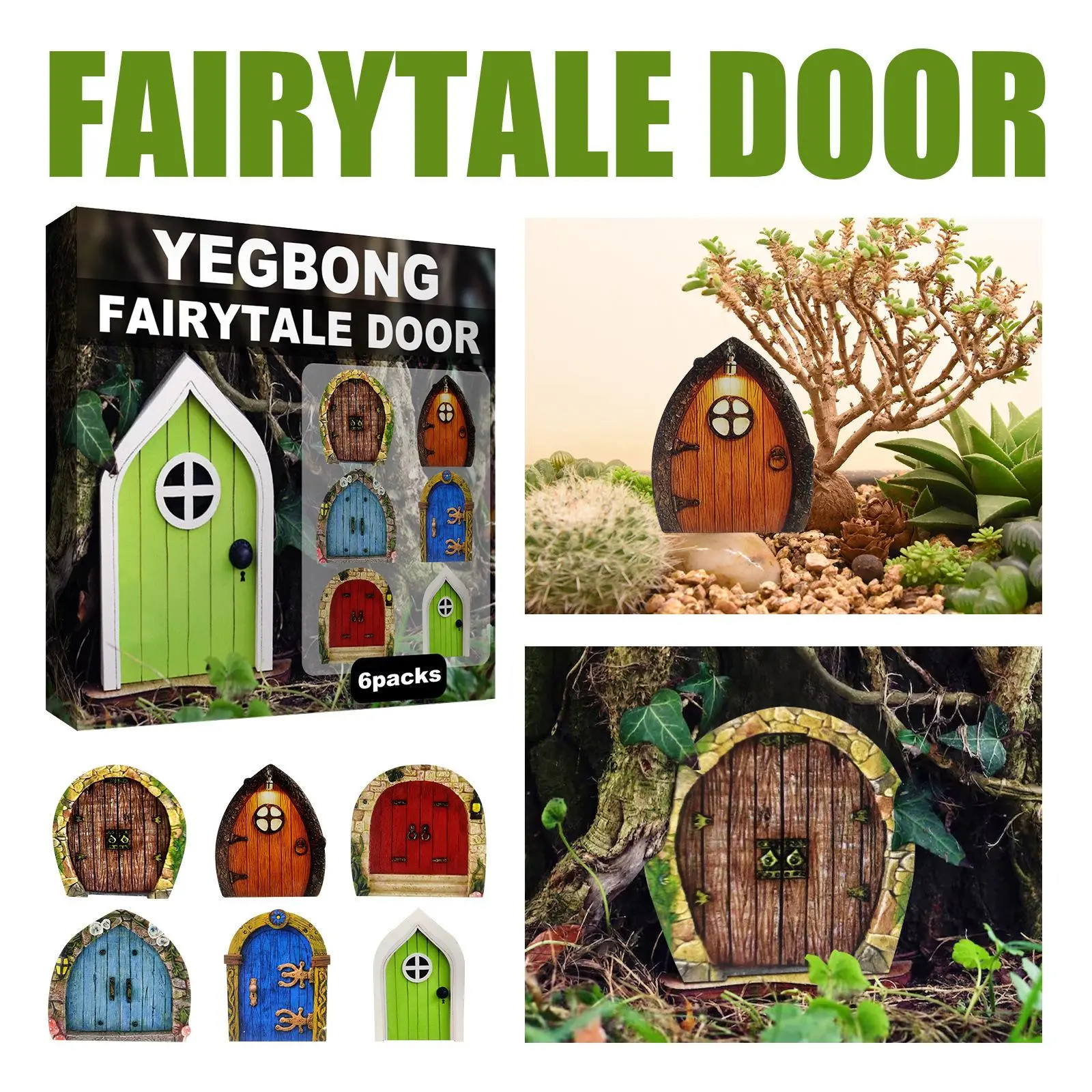 6Pcs Wooden Fairy Door Collectible Decor, Charming Miniature Elf Doors for Home Decoration, Handmade Wooden Desktop Craft for Garden Accessories & Fairy Tales Decorative