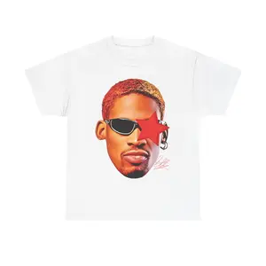 Rodman Inspired Vintage Graphic T-shirt Heavy Cotton Tee Basketball Sreetwear 90s Styled Shirt Hiphop Vibes Y2K Aesthetic Throwback Classic Sports Fan Fashion Rero Michael Jordan Allen Iverson Casual Menswear Retro Top Comfy Day Smooth Tshirt Underwear