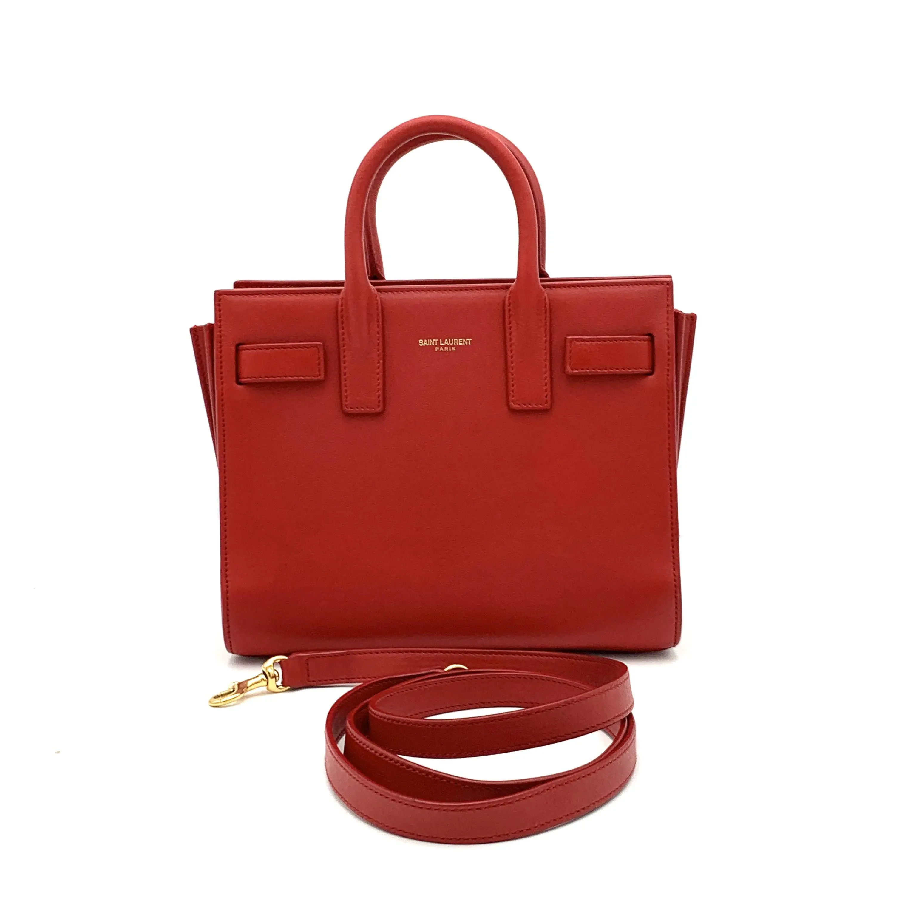 Pre-owned Yves Saint Laurent Leather Handbag Sac de Jour Small Red #3711