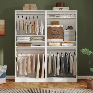 Cyclysio 36'' Freestanding Closet System with 2 Hanging Rods, Sturdy Walk-in Closet Organizer with 2 Adjustable Storage Shelves, Easy Installation