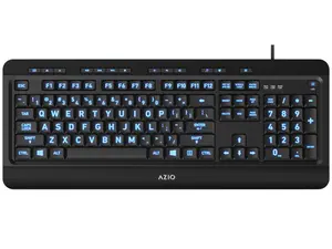 AZIO KB505U Black USB Wired Standard Large Print 3 Color Backlit Keyboard