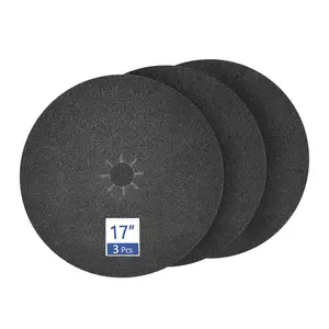 HUAALIUCHE Floor Sanding Disc Cloth-Backed Silicon Carbide，17" x 2" Holes for Concrete, Stone, 60 Grit, 3-Pack
