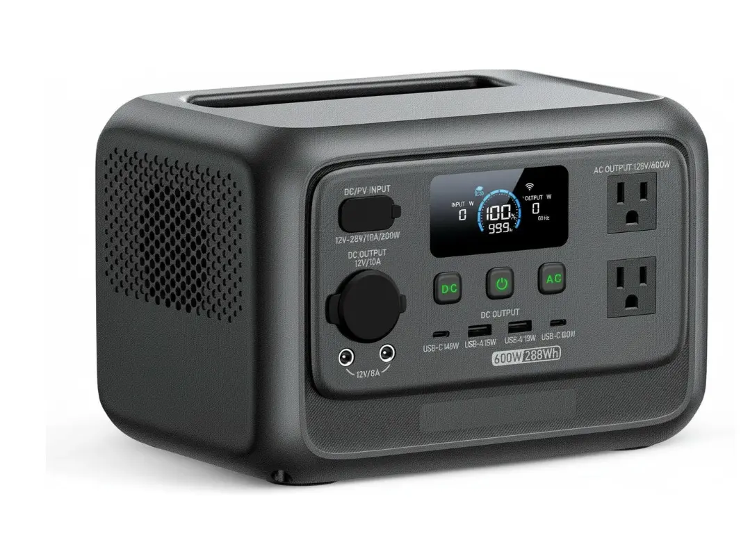 Powerful Rechargeable Compact Generator, Portable Power Station 600W, 299Wh , 70-Min Fast Recharge, 8 Outlets Backup Battery for Outdoors, Camping, Emergency, Off-Grid Living, Lightweight 9.4 lbs Design