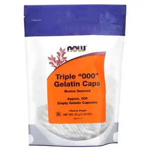 NOW Foods Triple "000" Gelatin Caps, Approx. 200 Empty Gelatin Capsules, 1.16 oz (33 g)