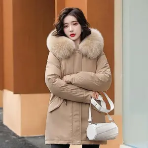 2024 New Mid-Length Elegant Padded Jacket Cotton Padded Coat Small Winter Fleece-lined Thickened Plus Size for Women Casual Long Sleeve Basic Outerwear