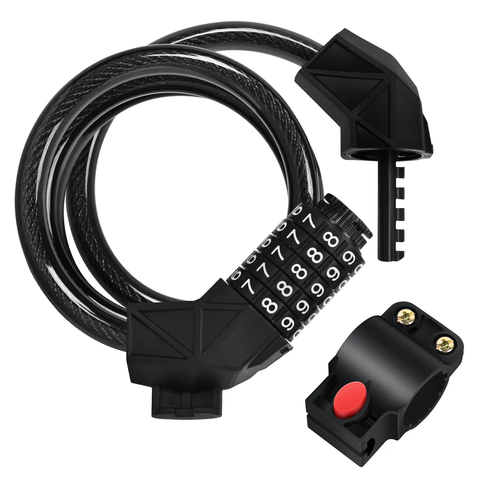 Anti-Theft 5-Digit Code Bike Lock with 4ft Steel Cable, 100000 Combinations, Weatherproof PVC, User-Settable Code, Universal Fit, 30-Second Reset Bike Security Bike Lock Mount Bike Protection Bike Safety outdoorfun