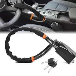 Universal Car Steering Wheel Lock , Compact & Lightweight Security Lock Device with 3 Keys, Fits Most Cars, SUVs, Vans, Trucks, 17 Inch Adjustable, Lightweight & Portable (Black)