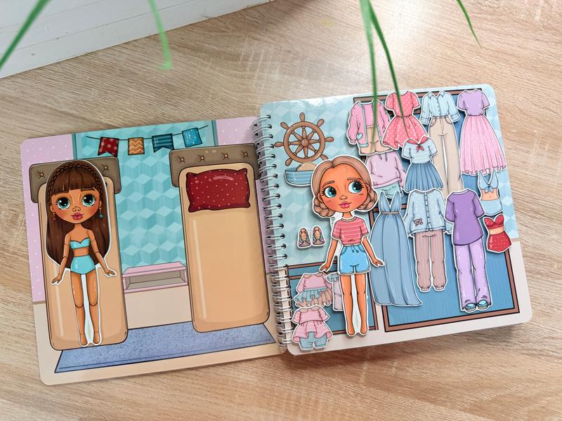 Sea House – Paper Dolls Activity Book (Velcro Dress-Up, 2 Dolls, Coastal Rooms) | Spring Acorn