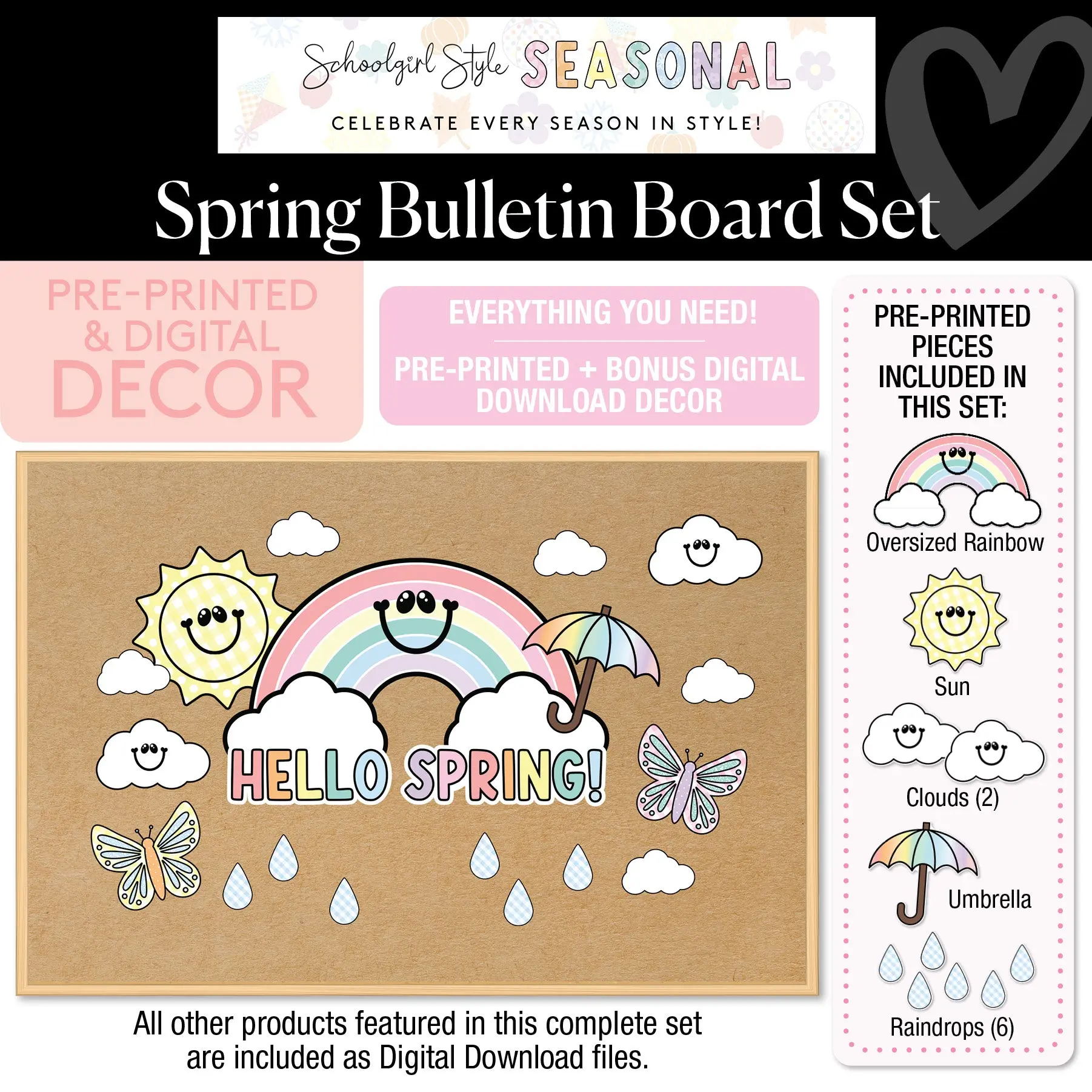 Hello Spring Bulletin Board Set | A Year In Pastel