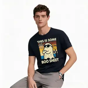 Men's Fun Graphic Tee - "This Is Some Boo Sheet" Halloween Party Cartoon Ghost Tee - Lightweight Summer Tee for Workout, Casual Wear, and Costume Parties - Regular Fit Crew Neck Top for Halloween