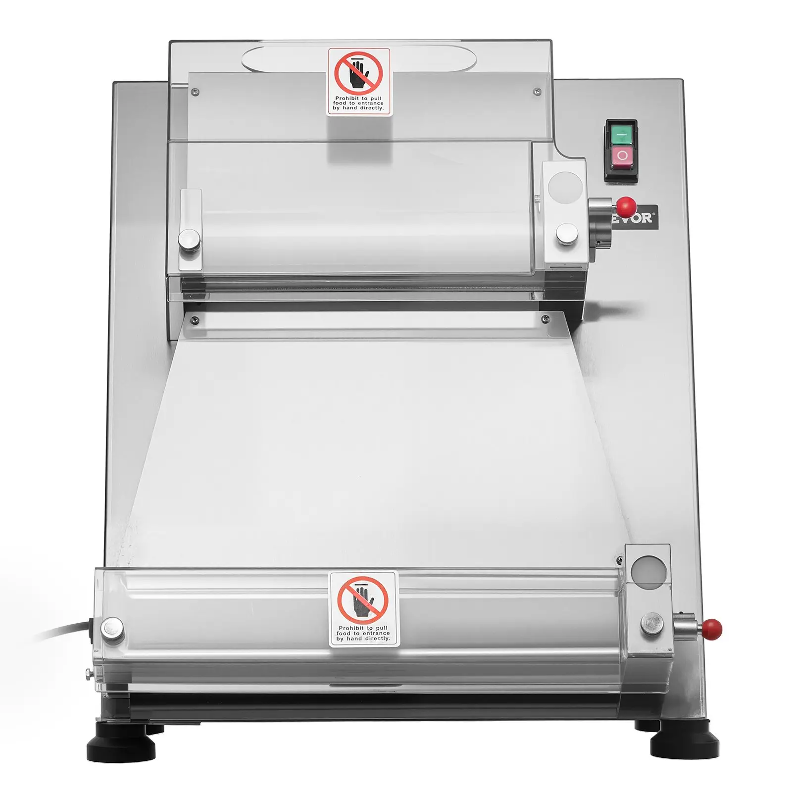 VEVOR Commercial Semi-Automatic Stainless Steel APD40 Dough Roller Sheeter - 3-16 in 390W Electric Pasta Maker, 260-Piece/Hr Pizza Machine, 1-5