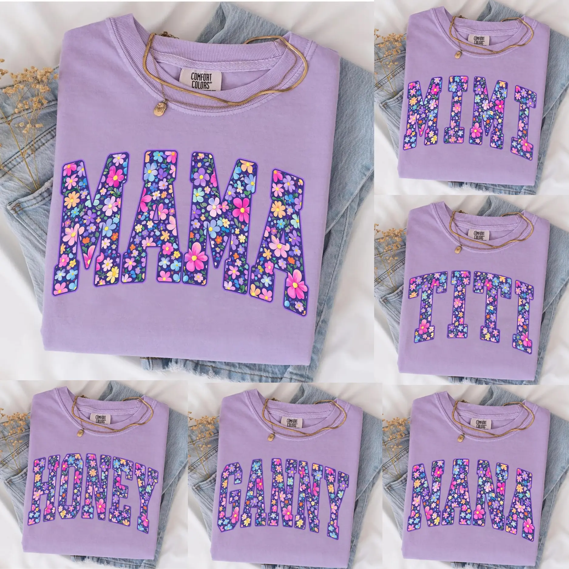 Comfort Colors Orchid Floral Mama Shirt, Spring Mama Shirt, Mama Shirt, Mother’s Day Shirt - KL