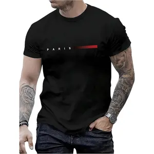 T-shirt with PARIS print, suitable for men, women, moms, and friends, couple's style, fashionable and loose-fitting, youthful and energetic, men's everyday wear top