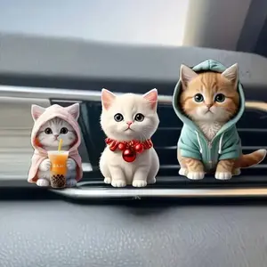 Car Decoration Car Outlet Vent Perfume Clips Cat Acrylic 2D Air Freshener Diffuser Conditioning Aromatherapy Perfume Clip Car Interior Decor cool car accesories scents  from  above  shop selfie stick custom  shift  knob usa stock solid color car seat high