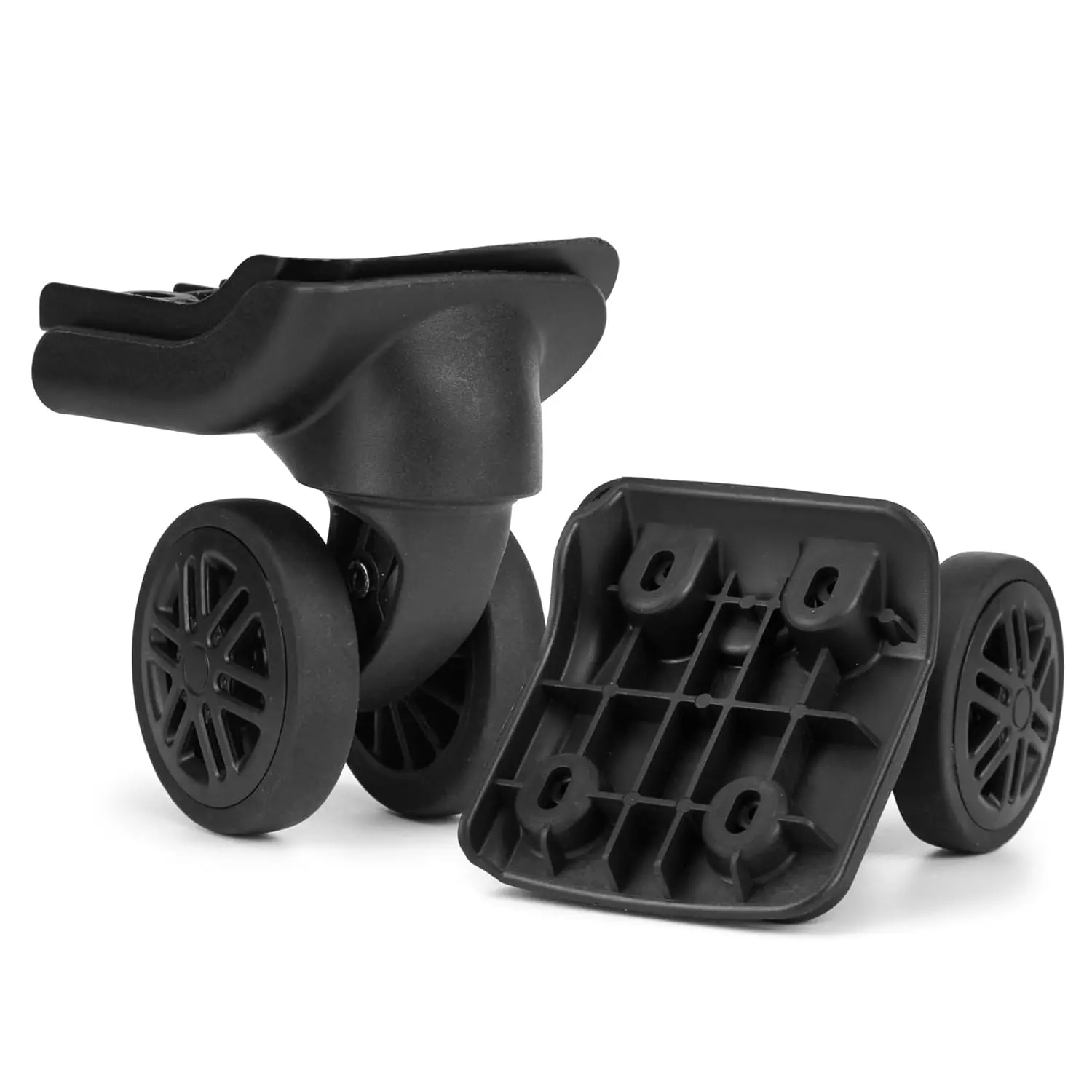 2 Pcs Model W044-B Luggage Swivel Caster Replacement Wheels - Plastic, Wear-Resistant, Bearing-Equipped, Dual-Wheels, 4 Screw Holes, DIY-Capable, Non-Universal Furniture Hardware, Casters, Not Universal