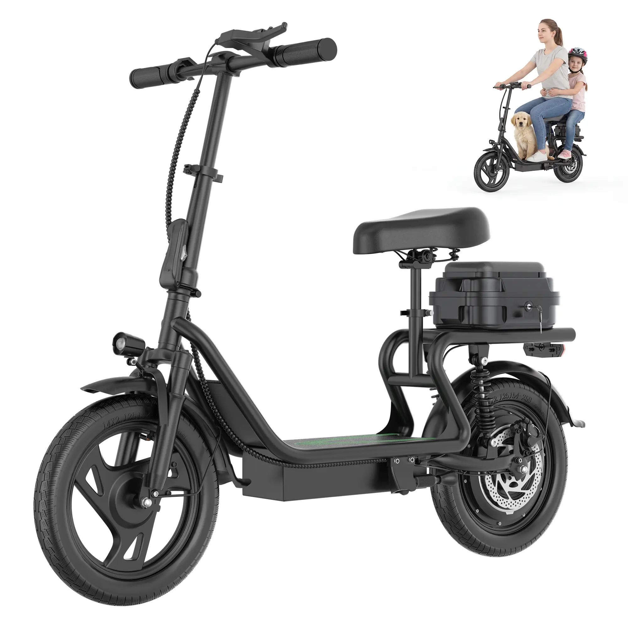 【AOVOPRO-VOLTVOGUE】ESBS Electric Scooter, Peak Power 750W, Top Speed 22 mph, Battery 10.5-22.5Ah, Driving Range 20-60 Miles, Adjustable Height, Electronic Brake, 14-inch Inflatable Tires.【ESBS】