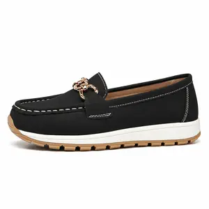 Women’s lightweight loafers, slip-on casual walking shoes with gold chain detailing, women’s all-season thick-soled casual and comfortable walking shoes
