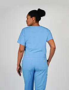 Rose One-Pocket Womens Ceil Blue Scrub Top