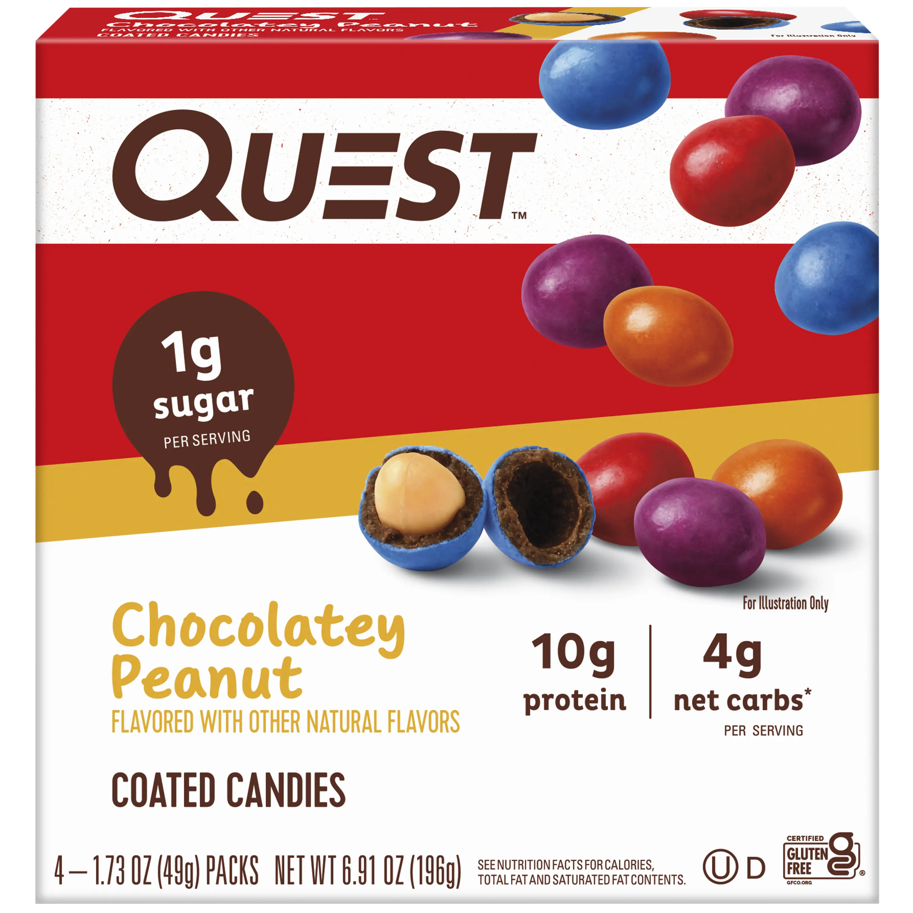 Quest Coated Candy Pieces, Chocolatey Peanut, High Protein, Gluten Free, 4 Ct