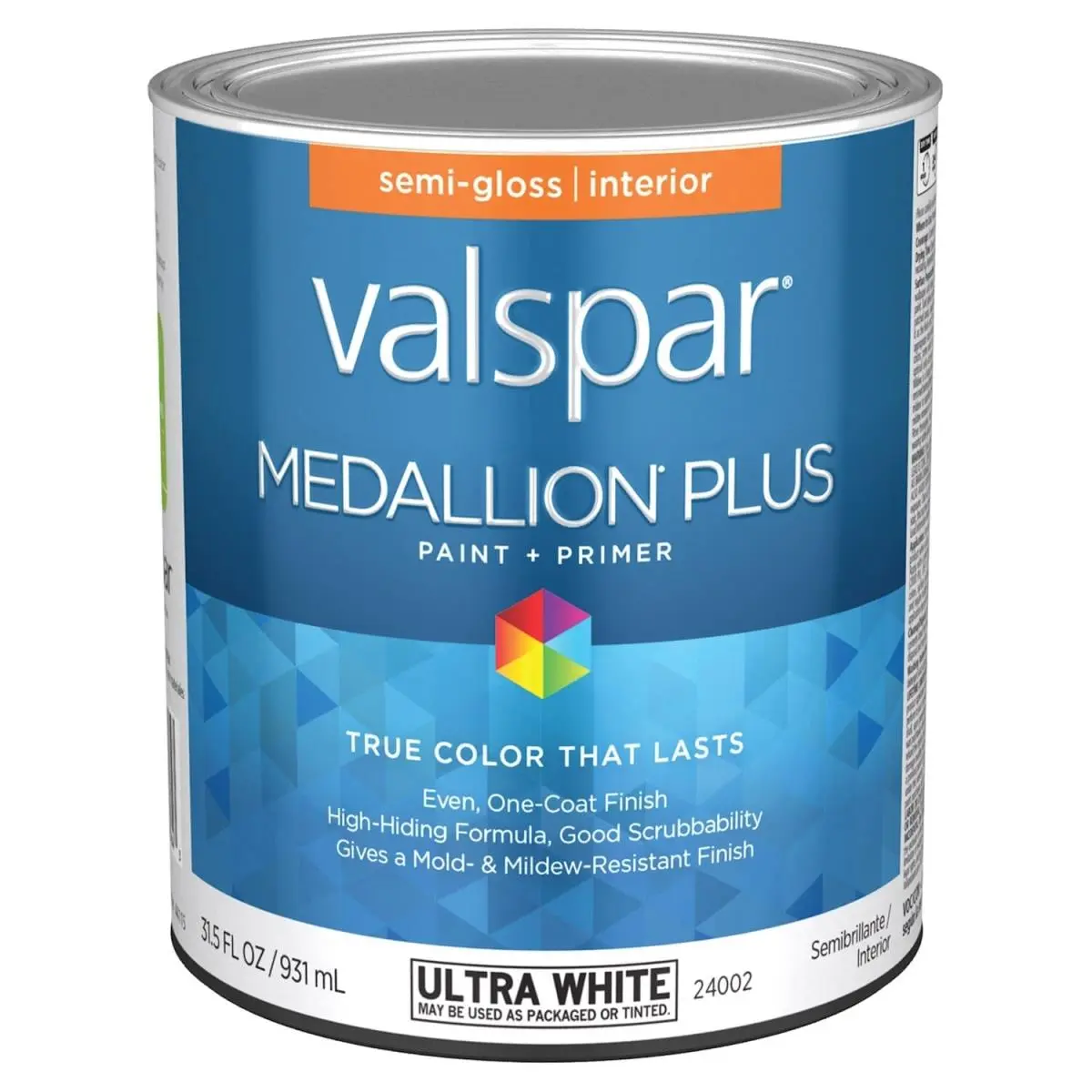 Medallion Plus 1 qt Ultra-White Base Wallpaint - Semi-Gloss Finish Interior Paint and Primer, Fade-Resistant Color