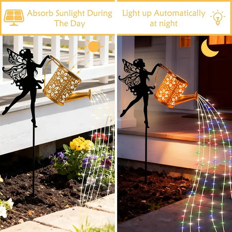 Solar Garden Watering Can Light, Stacked Lighting Effect, Mother's Day Fairy Gardening Gift, Outdoor Decorative Lamp, Yard Lighting, Garden Decoration, Garden Decor Lights
