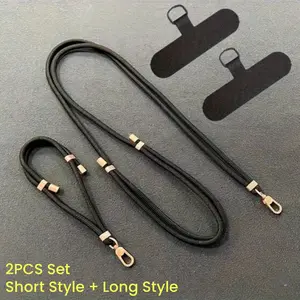 Mobile Phone Lanyard 2pcs Set, Adjustable Phone Lanyard, Crossbody Phone Lanyard, Cross Body Anti Lost Rope, Wrist Band Phone Hanging Rope, Multi Color Design for Daily Use, Phone Accessory