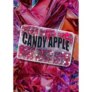 CANDY APPLE VARIETY SIZE RHINESTONE FACE GEM PACK - BLUE, RED, PINK JEWELS FOR COSMETIC MAKEUP LOOKS AND NAIL ART