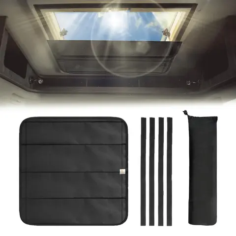 EcoNour RV 16.25"x16.25" Collapsible Window Sunshade - 3-Layer Reflective Waterproof UV Protection, Magnetic Fold Design, Adhesive Fasteners for Easy Installation, Sturdy Durable Travel Camper Trailer Sun Shade, Durable Sun Shade