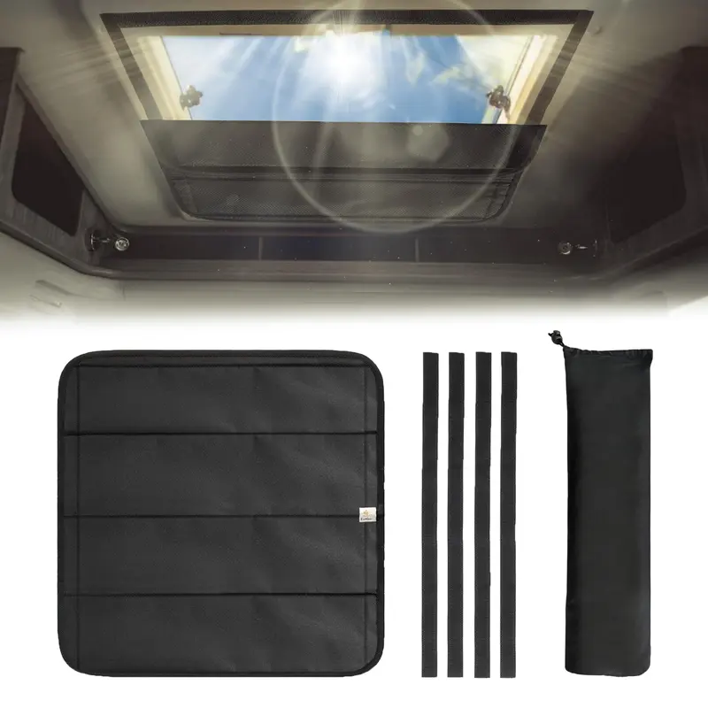 EcoNour RV 16.25"x16.25" Collapsible Window Sunshade - 3-Layer Reflective Waterproof UV Protection, Magnetic Fold Design, Adhesive Fasteners for Easy Installation, Sturdy Durable Travel Camper Trailer Sun Shade, Durable Sun Shade