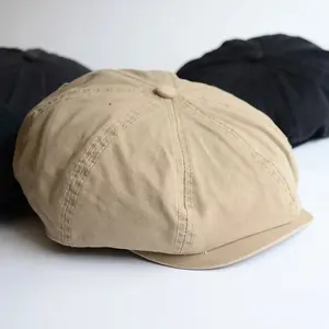 Men Big Head Newsboy Cap Peaky Hat Vintage Casual Cotton Cap Solid Berets England Visor Big Gatsby Flat Hat Detective Hats