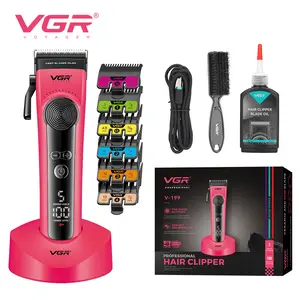 VGR 199 Hair Clippers for Men, 8000RPM Professional Barber Clippers for Hair Cutting, Electric Mens Cordless Hair Clipper for Barbers Haircut Kit with 6 Guide Combs, LED Display
