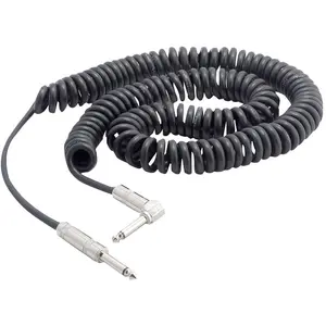 Coiled 25Ft Guitar Cable for Max Signal Transfer, Right Angle Connector