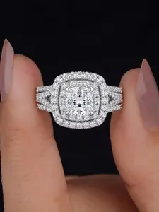 3 PC/Set Simple Square Zircon Rings For Women All-match Engagement Ring, Cluster Stone Engagement Ring, Jewelry for Party Daily Decor Accessories Anniversary Gift for Girlfriend