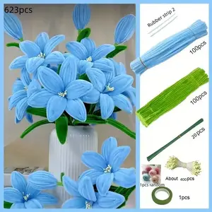 623 Piece Multi-Color Lily Twisty Stick Pipe Cleaning Kit, Chenille DIY Craft Project, Perfect for Mother's Day, Graduation Gifts