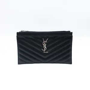 Pre-owned Yves Saint Laurent Calfskin Small Leather Goods YSL Le Monogramme Me Black Wallet T10367949
