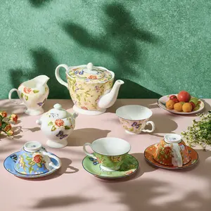 Aynsley Cottage Garden Windsor Fine Bone China Tea Set 11 Pieces, Colorful Luxury British Floral Kitchenware, Elegant Home Decor, Ideal Gift for Tea Lovers, Fine China