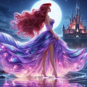 5D DIY Full Drill Round Diamond Painting - Diamond Art Painting Kit Princess, Castle, Moon. Mosaic, Canvas - DIY Decorated Painting, Home Wall Decoration, Suitable for Halloween and Christmas, Birthday and Anniversary Gifts, Diamond Painting Kits