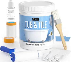 DWIL Tile Paint Tub and Tile Refinishing Kit with Tools Water-based Acrylic Formula Low Odor Easy Cleanup Wide Coverage DIY Friendly